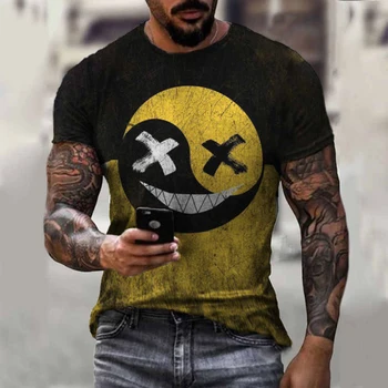  2021 Лятна Мъжки Ежедневни Модна тениска с принтом XOXO и Кръгло деколте, Свободна Градинска дрехи Големи размери, Мъжки/Дамски Марка Дрехи