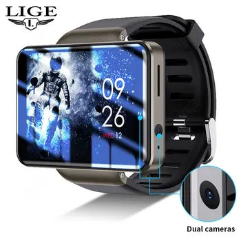  Lige 4g Смарт часовници 2,4 g + 5g WiFi Bt Умен Часовник 2,41 Инча Сензорен екран, Android 7,1 3 GB + 32 GB с Двойна камера 5 Mp + 2 Mp Умни Часовници за Мъже