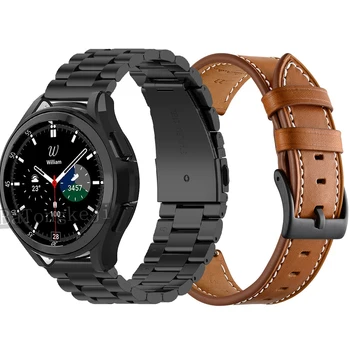  Метална каишка за часовник Samsung Galaxy Watch 4 44/40 мм, Смарт часовник, Каишка от естествена кожа За Galaxy Watch 4 Classic 42/46 мм и каишка