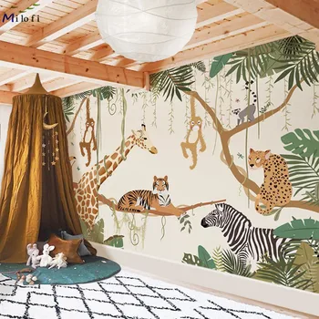  Milofi Потребителски 3D Европейски и Американски Тапети, Хол, Спалня Нетканая Плат Стенопис Тропическата дъждовна Гора Животни