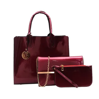  Луксозна чанта от лачена кожа от 3 теми, лачена чанта през рамо за жени, Ежедневни чанти-месинджър, комплект клатчей Feminina