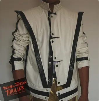  MJ дрехи на Майкъл Джексън-Трилър Бяла Кожена Класическа MV show US Star Имитация на британската военна Ретро Якета
