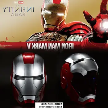  Marvel 2022Hot 1:1 Каска за Железния Човек Mk5 Електрически Каска От няколко части, Разкриваща и Плик Каска Гласово Управление на Очите Модел За Възрастни
