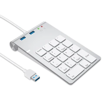  Цифрова клавиатура USB 18 Клавиши с един порт USB 3.0 Концентратор и Аудиоадаптер за Мини цифрова Клавиатура Ultra Slim Number Pad PC