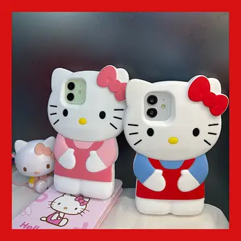  Калъф за мобилен телефон Hello Kitty Iphone111213Xs Xr X 7 8 Plus Стерео Всички, включително Защита от Падане Калъф за вашия телефон