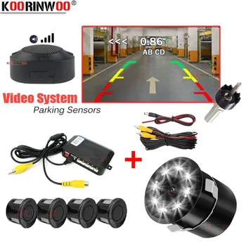  Koorinwoo Автомобили интелигентна система за Автомобилна озвучителна система майстор Сензори за Паркиране 4 Алармена система С Камера за Обратно виждане заден ход За Радио