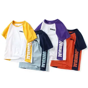  детски летни тениски 2020, модни детски спортни блузи с писмото сращиванием за юноши 120-160 см, тениски dwq688
