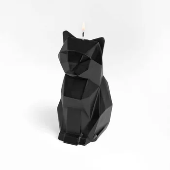  Черна Котка Свещ Домашен любимец свещ, Ръчно изработени свещ Занаят Страшен скелет Свещ с виртуален скелет