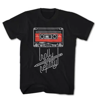  Мъжки t-shirt and Roll Replay Музикална Касета Аудио Реколта Тениски с Принтом за Мъже Размер S-3XL