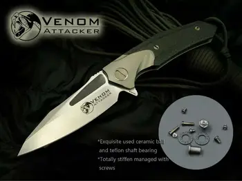  Kevin John Venom Нож НАПАДАТЕЛ M390 Острието Титановая Дръжката е От Въглеродни Влакна За Оцеляване На Открито на Ловни Подарък Колекционерски Ножове