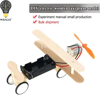  Направи си САМ Електрически Рулежный Самолет Модел Играчки, Дървени Двумоторен самолет Биплан за Деца, Образование, Наука Подарък Децата са Събрани