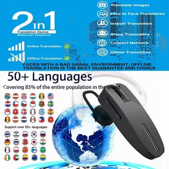  2022 Peiko Переводные Bluetooth Слушалки 5,0 Безжични Бизнес слушалки 50+ Езици на Bluetooth AI ПРИЛОЖЕНИЕ Преводач Слушалки
