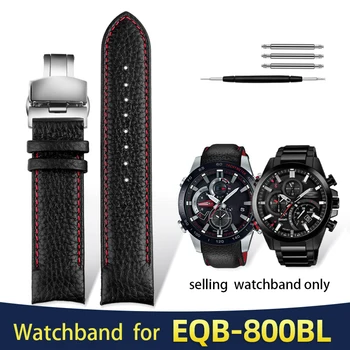  22 мм Кожена Гривна за CASIO EQB-800BL EQB-900 EQB-500/501 каишка за часовник от кожата личи, мъжка гривна, каишка за часовници, аксесоари