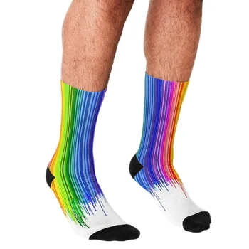  Забавни Мъжки чорапи с Модел Рейнбоу гей-прайда в стил хип-хоп, Мъжки Щастливи Чорапи, сладки чорапи за момчета, уличен стил, Луди Чорапи за мъже