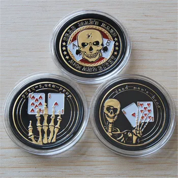  Безплатна доставка 6 бр./лот, Микс A8 Покер монети, Метални Покер карти, Защитен символичен, чипове за покер, Пластмасов капак, сувенирни монети