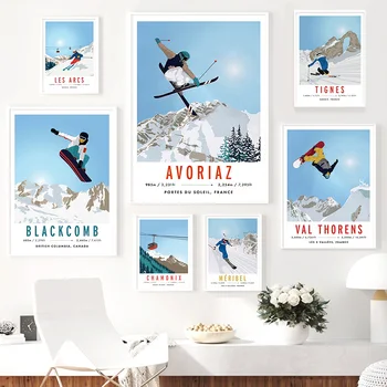  Картина върху Платно Стенно Изкуство Тин Аспен Сноуборд Ски Франция Канада Плакати на Скандинавскую Тема и Щампи Картини за Дома
