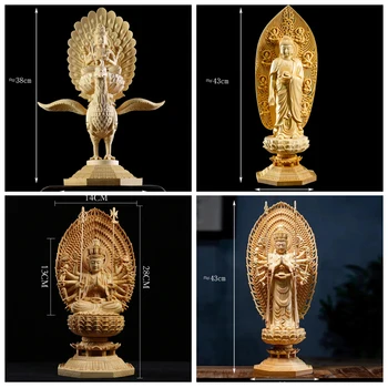  Декорация на дома, статуя на Бодхисатва от масивна дървесина, статуята на фън шуй от масивна дървесина и благородна гигантска статуя на Буда.