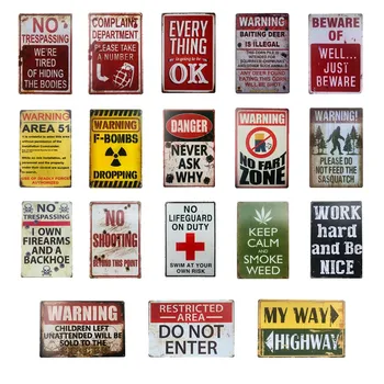  Предупредителни метални консервени указателни табели да не влиза Никога не питайте Защо Плоча, Гараж Публикуване на Селски стенни плоча, Гараж Бар Домашна стена D