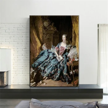  Известната Художествена картина на Франсоа Буш Мадам дьо Помпадур Портрет Постер на Печатни Платно Декорация на Дома, рисувани Стенни