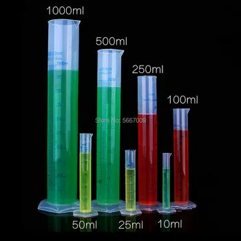  лабораторни пластмасови Градуированный Пластмасов Измервателен Цилиндър с обем от 10 мл до 1000 мл, с бели и Сини Двойна Мащаб