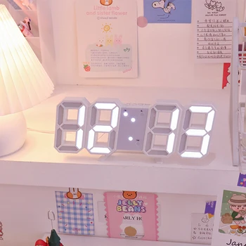  Скандинавските Стенни Часовници LED Настолни Часовници Дигитални Будилници Дата на Температурата Декорация на Дома Творчески Часовници Дигитални Стенни Часовници
