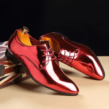  Есен 2022, Модерни сватбени обувки за булката, мъжки модела обувки в италиански стил, ежедневни бизнес обувки от лачена кожа, мъжки модел обувки