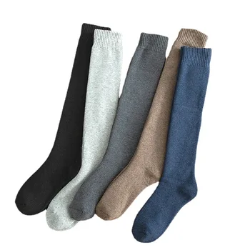  5 двойки Мъжки Зимни Вълнени Дълги Чорапи До Коляното, Дебели Топли Компресия Високи Мъжки Чорапи Harajuku-40