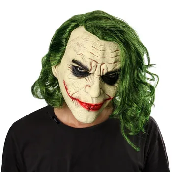  Ужасяващ Маска на Филма the Dark Knight Cosplay Ужас Ужасна Маска на Клоун със Зелени Коса Перука Хелоуин Латексови Маски Костюм За Парти