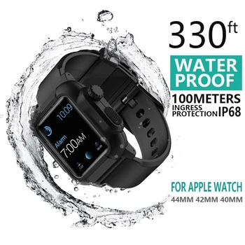 IP68 Водоустойчив калъф с каишка За Apple Watch Серия 6 se 5 4 44 мм 40 мм iWatch Series 1 2 3 42 мм смарт пръстен