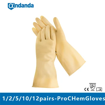  Andanda 1/2/5/10/12 чифт работни ръкавици ProChem Ръкавици от естествен каучук, които са Устойчиви на киселини и алкални съпротива, химически, Работни Ръкавици, Защитни Аксесоари