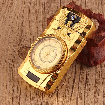  Луксозни Златни Часовници Реактивна Запалка Факла Турбо Газова Запалка Ветрозащитная Пура Метална Запалка 1300 C Изпомпва Бензин, Бутан
