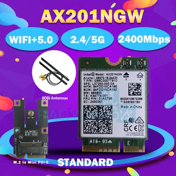  Двойна лента 2400 Mbps Безжичен За Intel Wi-Fi, 6 AX201 Bluetooth 5,0 NGFF Ключ E CNVi Wifi Карта AX201NGW 2,4 Ghz/5 Ghz 802.11 ac/ax