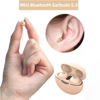  Мини-Невидимо Bluetooth Слушалки 5,3 Истински Безжични Слушалки в ушите Слот Hi-FI Стерео Слушалките с Шумопотискане за Смартфон
