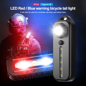  1 / 2 елемента Мини Тънък Тактически Фенер Полицай на Раменната Фенер USB Type-C, Акумулаторна батерия Велосипеден Задна Светлина Каска Лампа Ключодържател Светлина