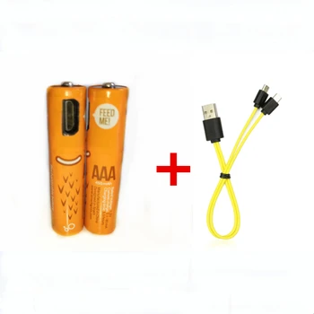 2 бр. Горещ нов продукт 1.2 ААА акумулаторна батерия 450 mah USB Ni-MH акумулаторна батерия + 2 в 1-Micro USB кабел за зареждане