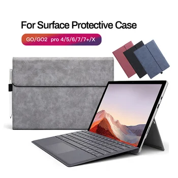  Калъф с панти капак от изкуствена кожа за Microsoft Surface Pro X 8 7 7 Plus 6 5 4 Калъф за таблет Surface Go 1 2 3 Go2 Калъф-поставка