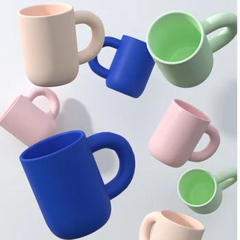  Скандинавските Големи Ушни Чаши Кафе, Чаша За Пиене На Керамични Чаши Креативен Дизайн Сладко Дебел Чаша Чаша 8 Грама