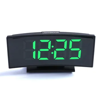  Електронен Часовник Настолен многофункционална Аларма Извити Огледално Часовници Външен източник на захранване