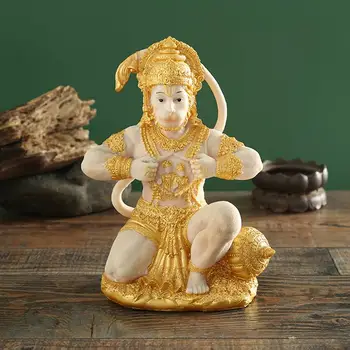  Статуетка На Скулптура Хиндуистки Бог Хануман Маймуна Юго-Източна Азия Декор От Смола Таблото Фън Шуй Автомобил Дзен, Ганеша, Златни