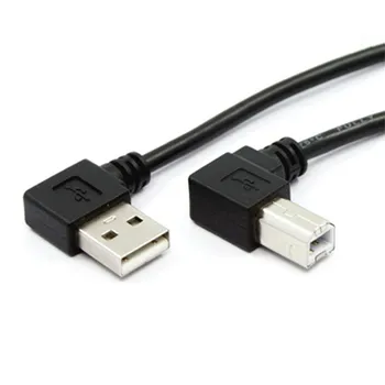  90 Градуса Ляв Ъгъл A USB 2.0 Plug под прав ъгъл B Включете Кабел за Принтер за принтер скенер твърд диск-50 см и 100 см