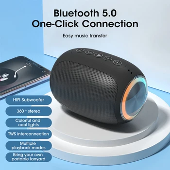  Niye Портативен Bluetooth-съвместими Говорител на Събуфъра BT5.0 Звукова скоростна Безжична Led Цветен аудио плейър TWS Boombox