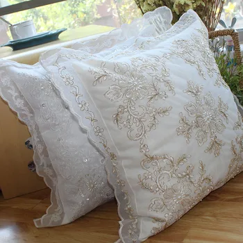  Европейски стил бродирана бяла лейси възглавница калъфка калъф за възглавници на дивана красива калъфка