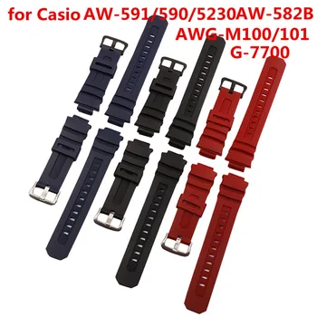  Аксесоари за часовници, подходящи за каишка Casio AW-591/590/5230/282B AWG-M100/101 G-7700/7710 мъжки каишка за часовник