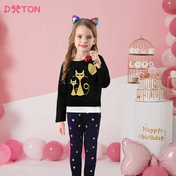  DXTON/ Комплекти дрехи за момичета, Есенно-зимни Дрехи за малките Момичета, Детски Ежедневни ризи с дълги ръкави и Панталони За Момичета Костюм