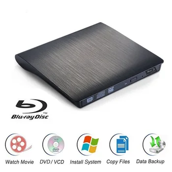  Външно Оптично Устройство USB 3.0 BD-ROM, Blu-ray Записващо устройство 4K 3D Blu-ray Плейър CD / VCD / DVD Рекордер за настолни компютри /Лаптопи