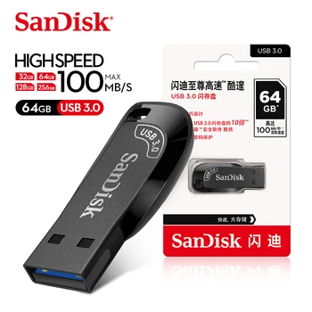  100% Оригинален SanDisk USB 3.0 USB Флаш памет CZ410 32 GB 64 GB 128 GB, 256 GB Флаш Памет Memory Stick Черно U Диск Мини-Стик
