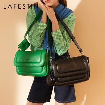  LA FESTIN Чанти 2022 нова мода голяма чанта-месинджър с едно рамо, женствена чанта за крайградски пътувания, по-голямата голям облак женствена чанта