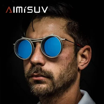  AIMISUV Готически Слънчеви Очила В Стил Steampunk Мъжки Маркови Дизайнерски Реколта Кръгли Слънчеви Очила За Шофиране Дамски Слънчеви Очила Мъжки UV400 zonnebril heren