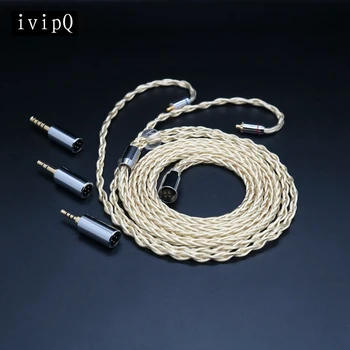  Модулен кабел за обновяване на ivipQ (2,5 мм + 3,5 мм + 4,4 мм), 8-жилен Проводник за подмяна слушалки с графеновым покритие OCC 0,78 2PIN / MMCX / QDC