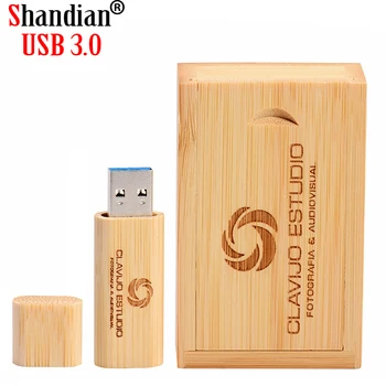  SHANDIAN USB3.0 Кленовая дървена кутия USB флаш памет бамбук дръжка памет 4 GB 8 GB 16 GB 32 GB Безплатно персонализирано лого изрежеш 128 GB memory stick